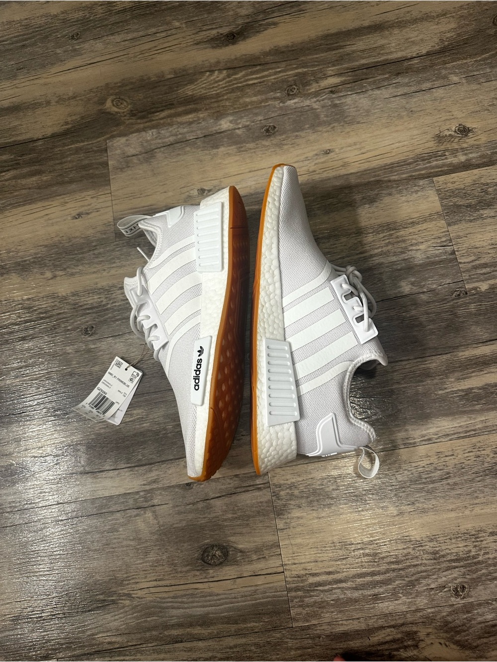 Adidas Men's White NMD R1 Primeblue with Gum Sole Shoes